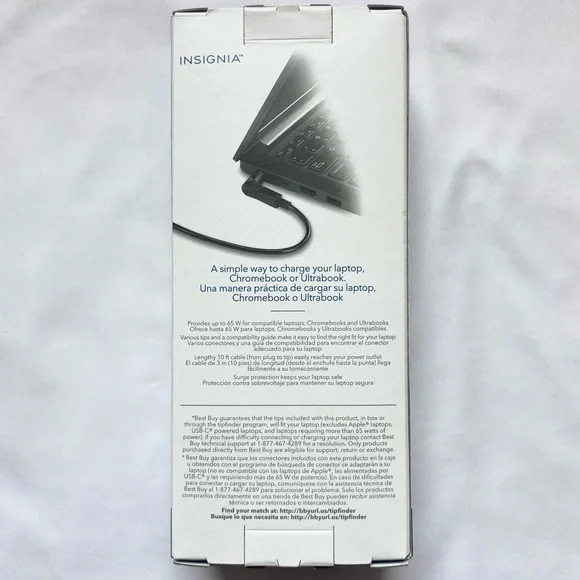 Insignia Universal Laptop Charger, 65 Watt, 10 feet length
